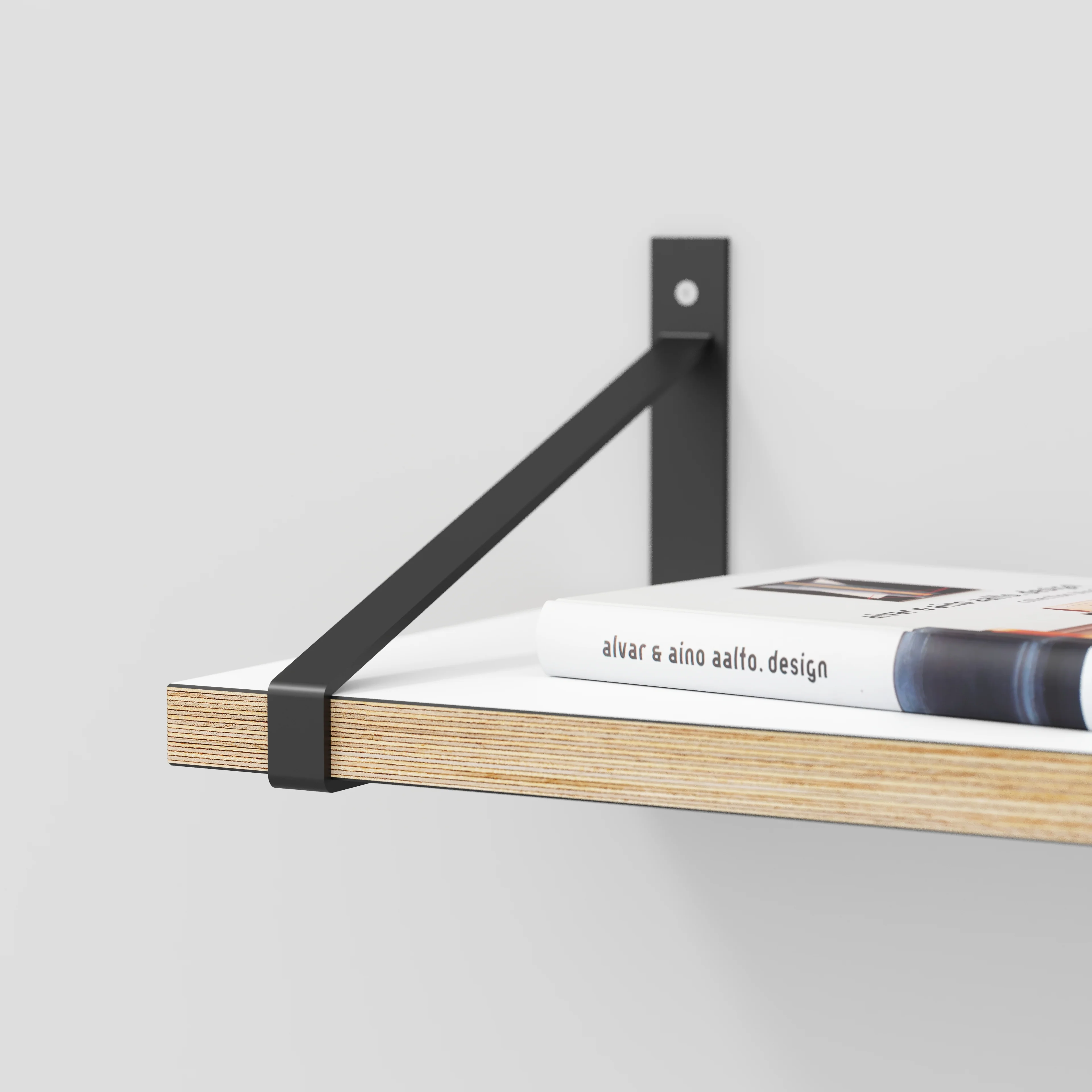 Plywood Wall Shelf with Suspense Brackets - Formica White - 1200(w) x 260(d) - Image 4